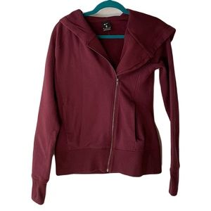 NIKE Asymmetrical Burgundy Zip Hoodie with Pockets - Size Medium